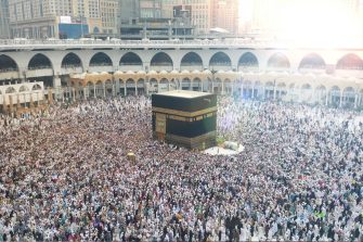 MECCA, SAUDI ARABIA, September 2016 - Muslim pilgrims from all over the world gathered to perform Umrah or Hajj at the Haram Mosque in Mecca, Saudi Arabia