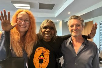 Scientia Professor Jill Bennett, Rene Kulitja from NPY Women’s Council and Volker Kuchelmeister from the Big Anxiety Research Centre.