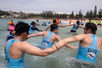 International students doing the Beach Ocean Safe Program at Coogee Beach