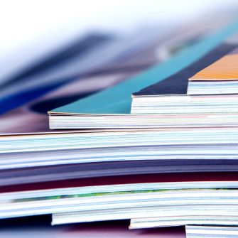 Stack of the colourful magazines, extreme depth of field
