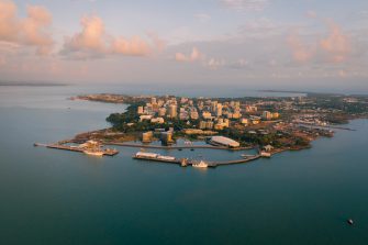 Darwin City Aerial Australia  at sunrise