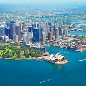 Sydney city with the harbour and opera house