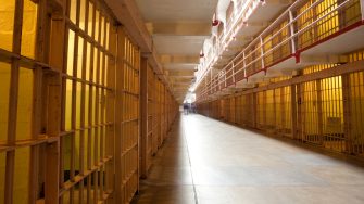 Inside alcatraz prison. San Francisco, Califorina. Inside of a penitentiary of a correctional institute. Jail that is no longer is use but a major tourist attraction. Alcatraz Island is in San Francisco Bay and requires a boat ride to reach. Millions of people visit the jail each year. 