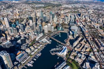 Aerial view of Darling Harbour, Sydney, Australia