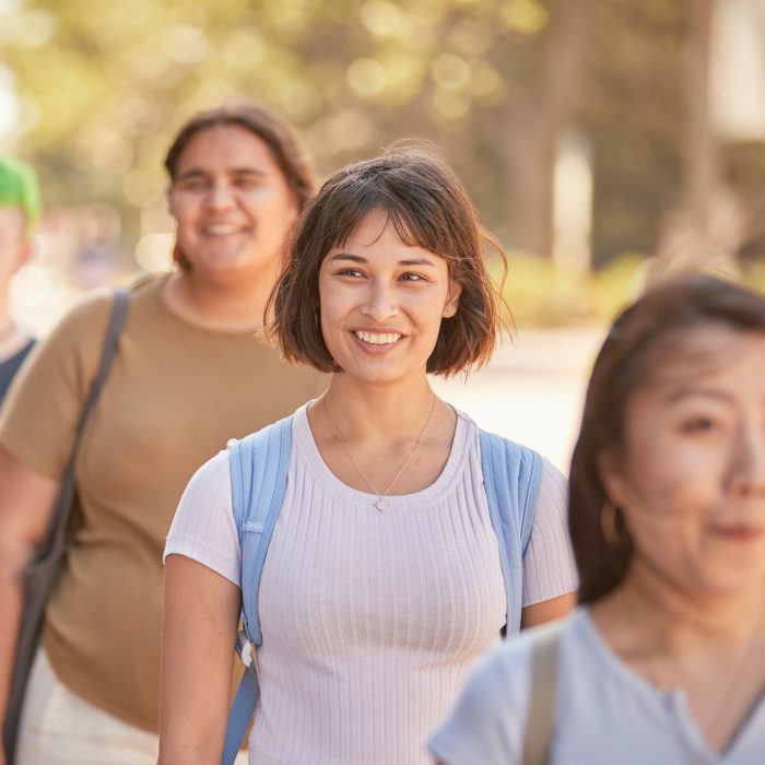 Students walking outside the Red Center, UNSW Kensignton.