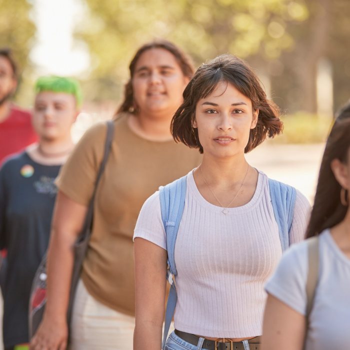 Students walking outside the Red Center, UNSW Kensignton.