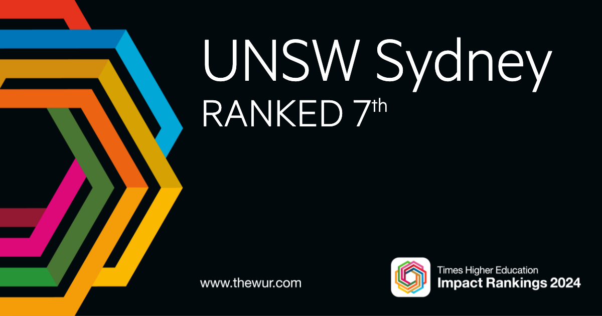 UNSW Sydney Ranked 7th - Times Higher Education Impact Rankings 2024