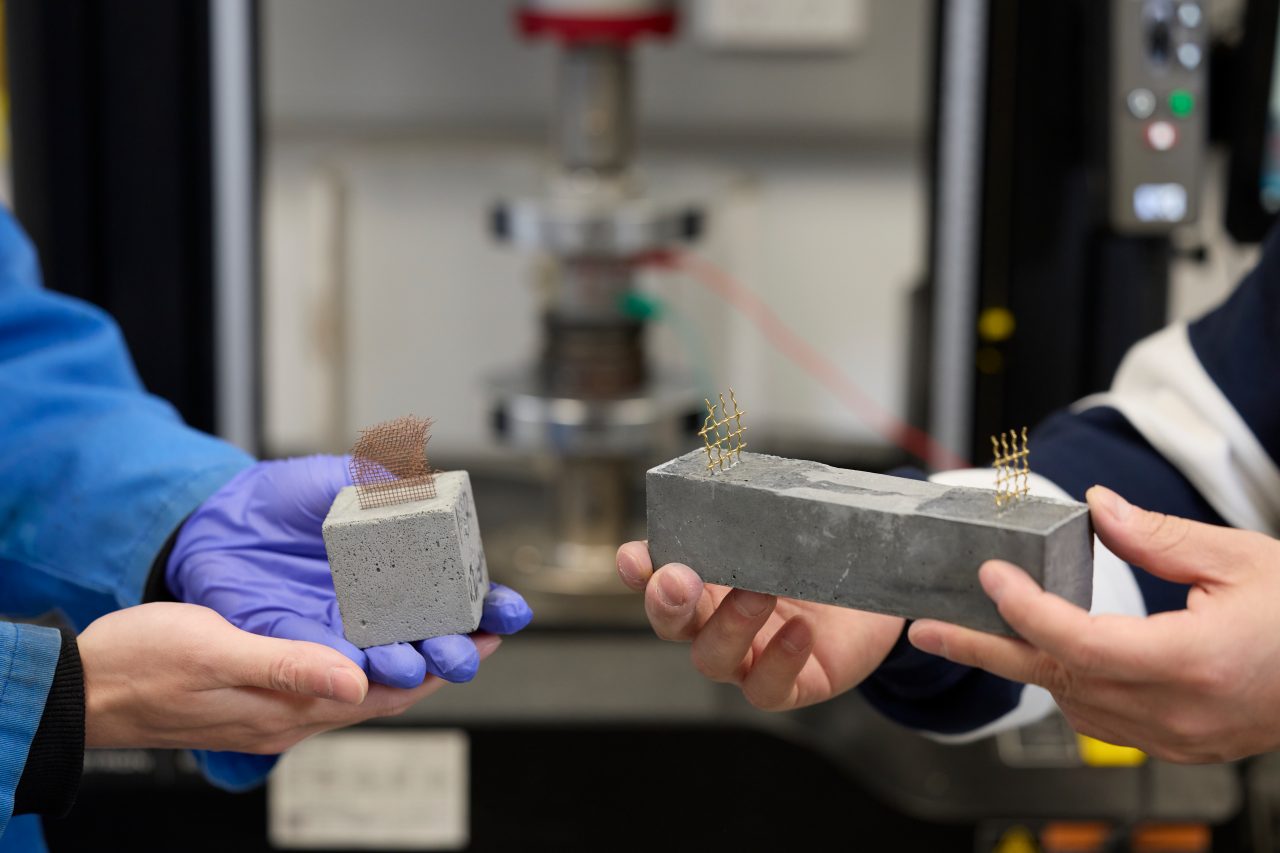 Cement-based sensors that resist electrical charges to detect potential cracks in concrete.