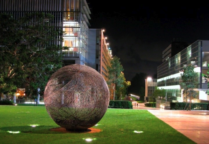 UNSW campus globe at night