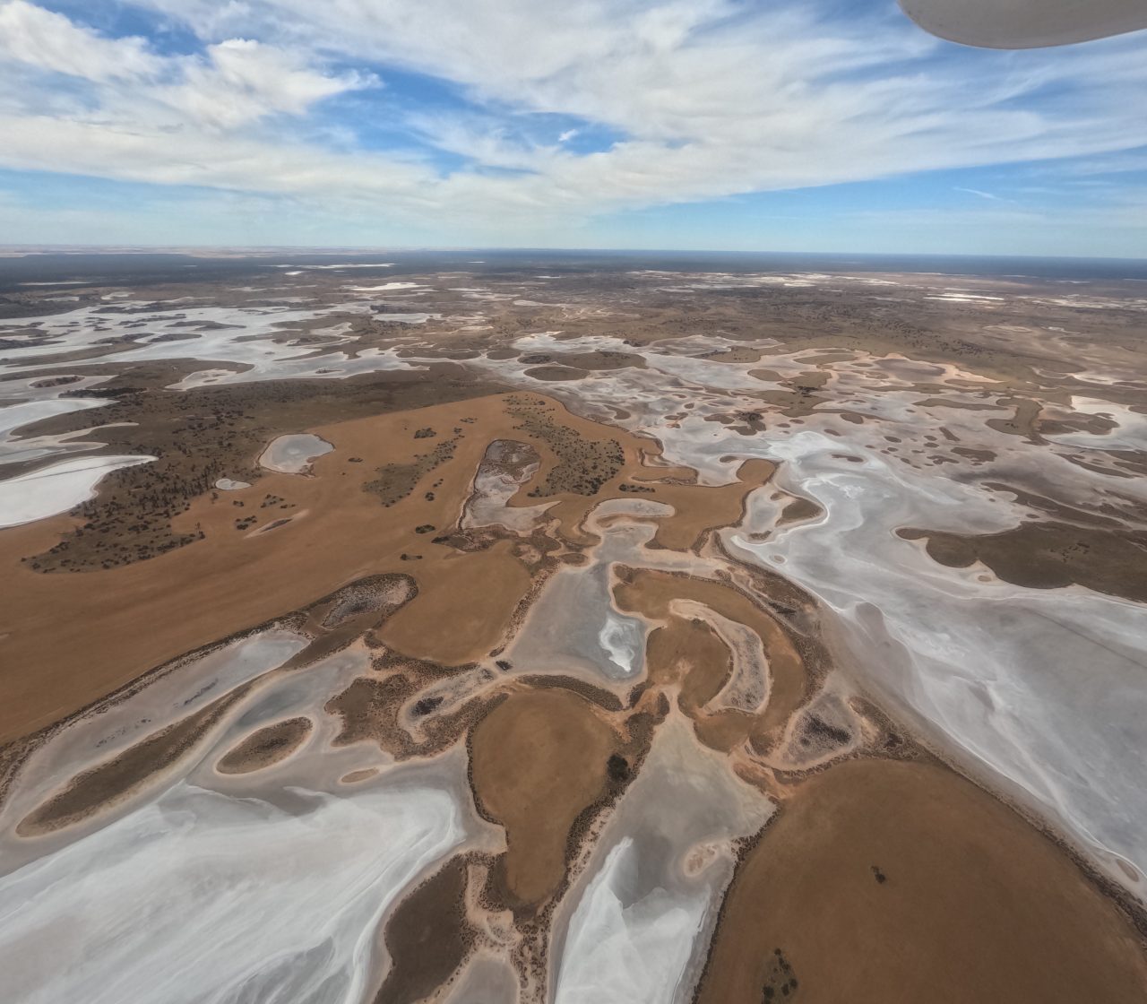 spectacular dry temporary salt lakes that very seldom flood.  