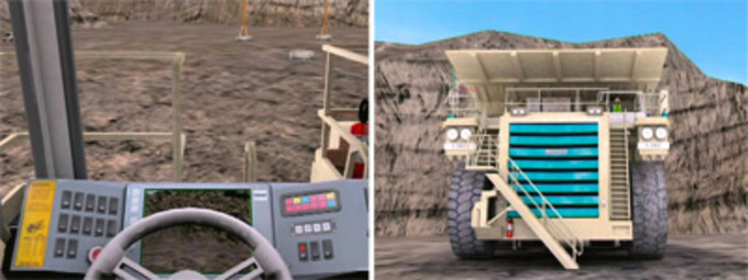 3D illustrations showing the outside of a mine in the 3D simulation.