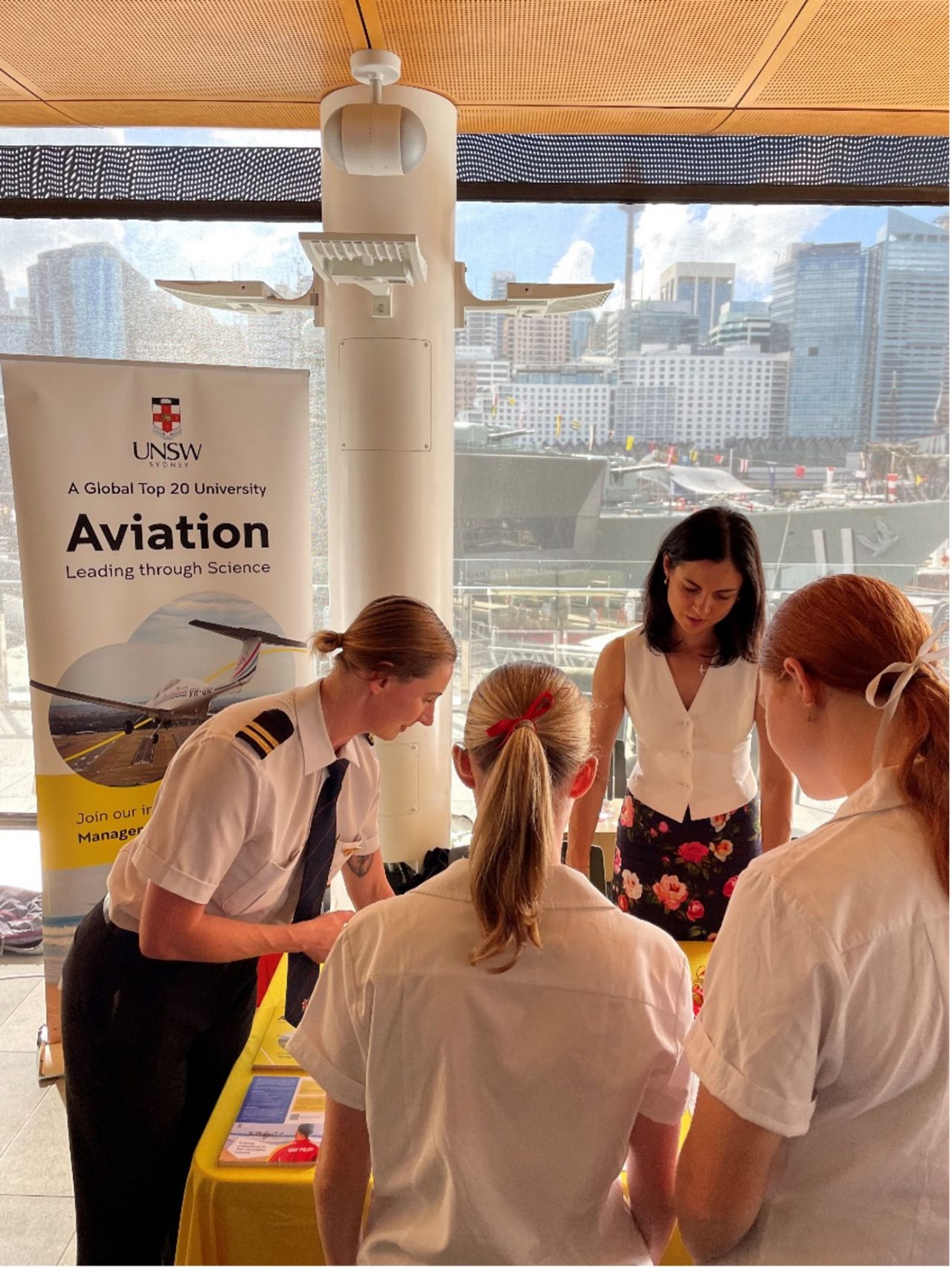 Flight Instructor Hannah English and our Director of Teaching Vanessa Huron speak with high school students about the world of opportunities that awaits in the aviation industry