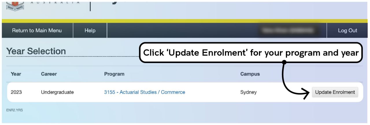 Screenshot illustrating the class registration process on myUNSW as described