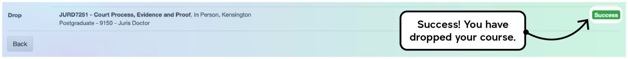 Screenshot illustrating the course enrolment process on myUNSW as described