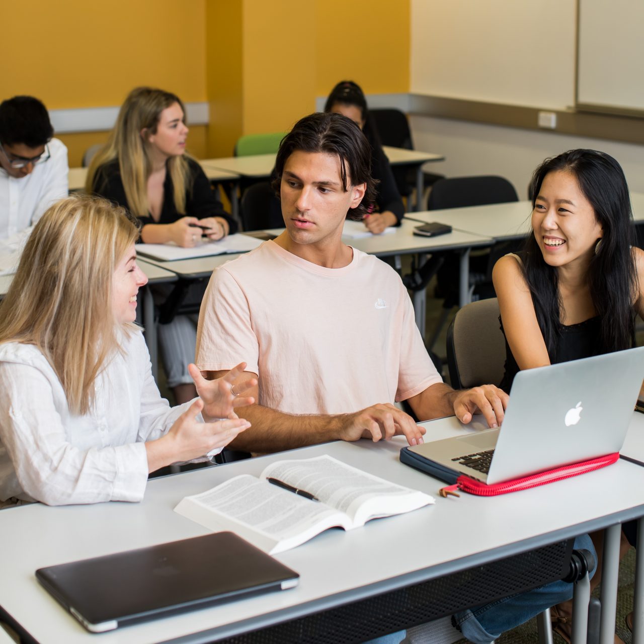 Students learning and participating in a class